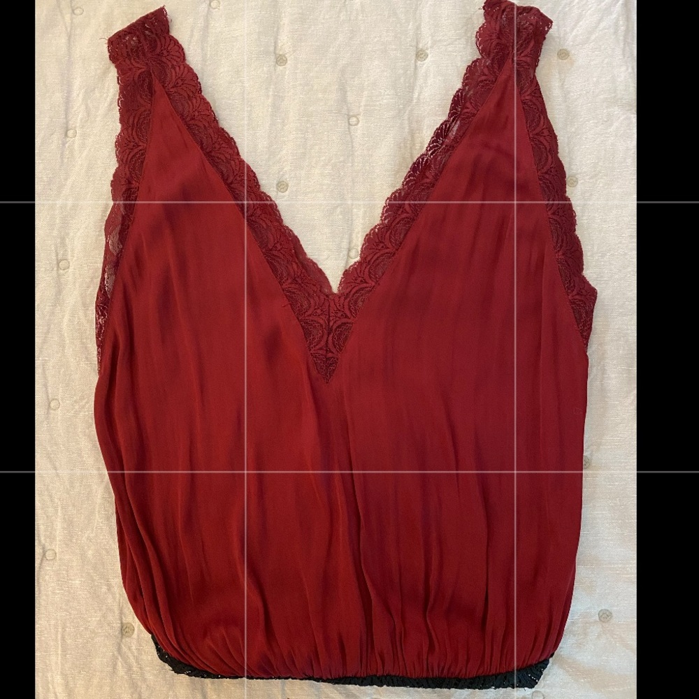 Silk tank bodysuit - red